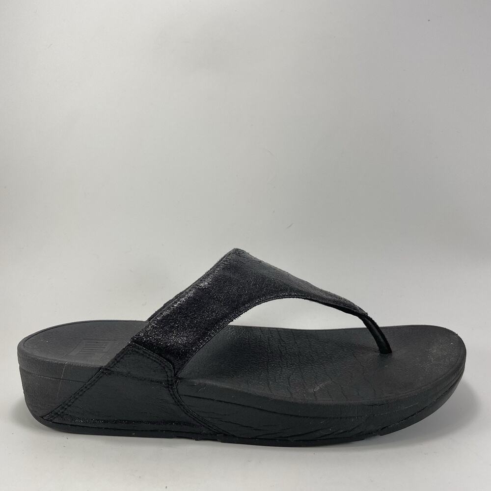 FitFlop Lulu Metallic Black Glitterball Toe-Post Sandal Womens Size 10 Flip Flop